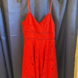 Red Lace Spaghetti Strap Dress